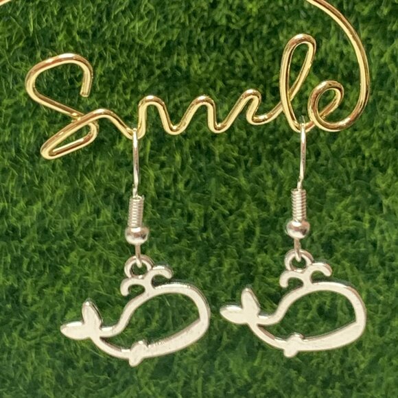 Whale Earring, Whale Jewelry, Gift Idea, Nautical Earrings, Silly Animal Earring - Picture 1 of 6